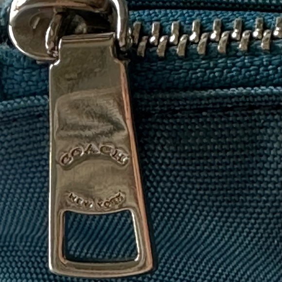 COACH 35500 Nylon/Leather Peacock Blue Tote/Shoulder Bag - Picture 3 of 13